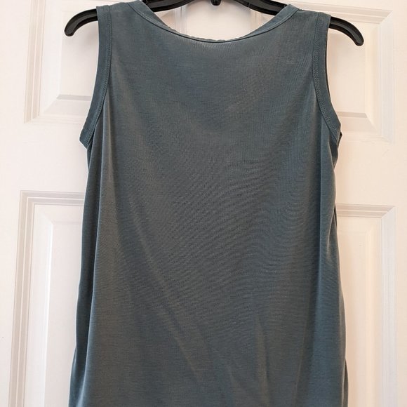 Teal Sleeveless Green Envelope Tie Front Tank - Picture 7 of 7